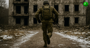 Военный на СВО. Иллюстрация создана «Кавказским узлом» с помощью ИИ в программе Copilot