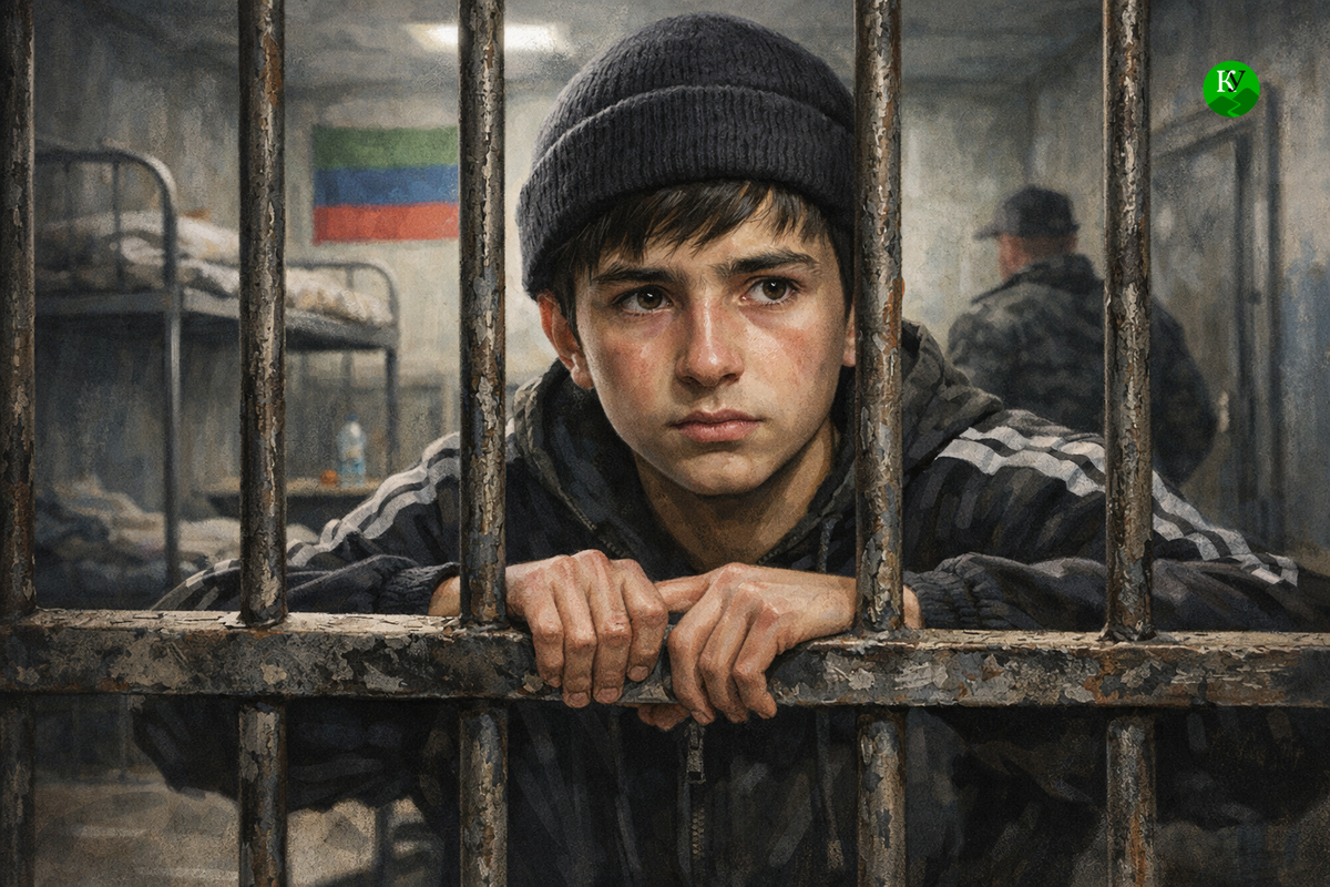 Арестованный подросток. Иллюстрация создана "Кавказским узлом" с помощью ИИ в программе ChatGPT