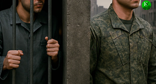 Заключенного отправили на СВО. Иллюстрация создана «Кавказским узлом» с помощью ИИ в программе Copilot