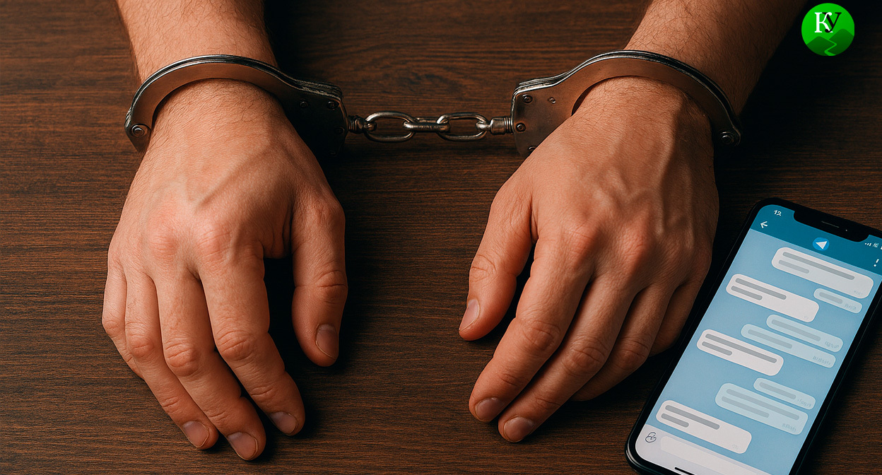Наручники и смартфон. Иллюстрация создана «Кавказским узлом» с помощью ИИ в программе Copilot