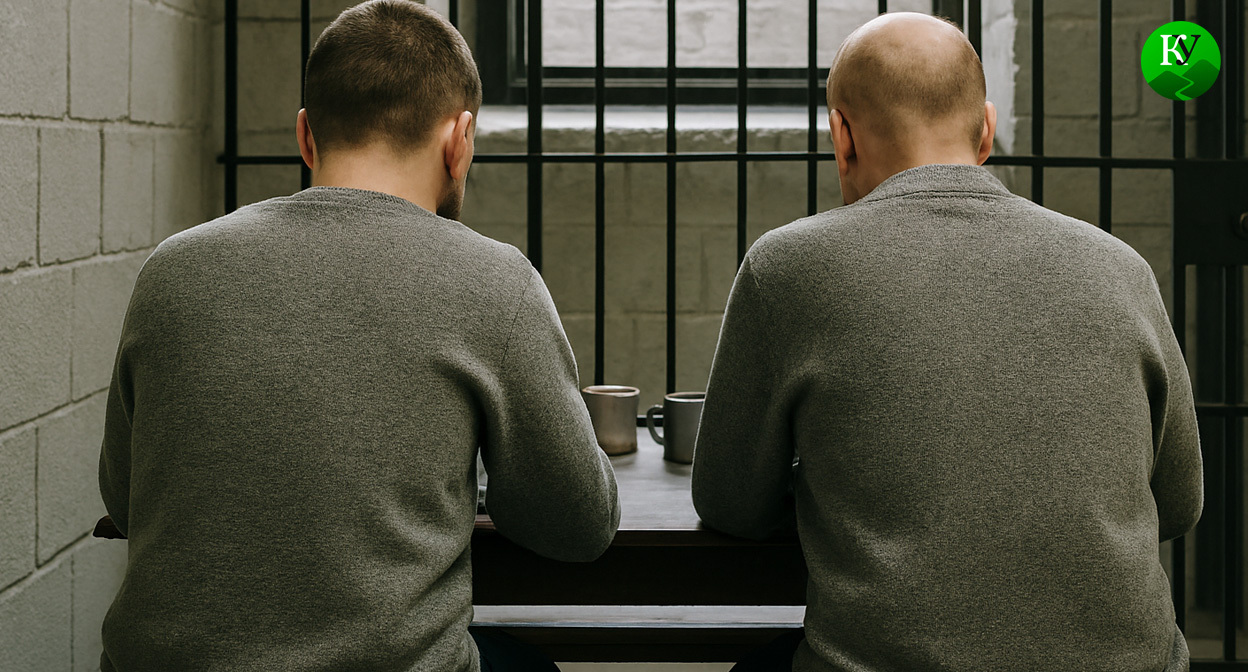 Двое заключенных. Иллюстрация создана «Кавказским узлом» с помощью ИИ в программе Copilot