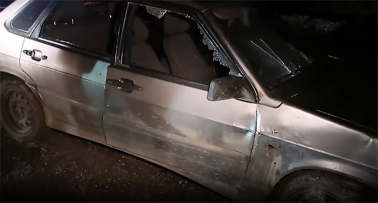 Расстрелянная машина. 28 января 2026 г. Скриншот видео ФСБ России