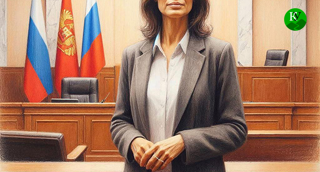 Женщина в зале суда. Иллюстрация создана "Кавказским узлом" при помощи ИИ в программе Copilot