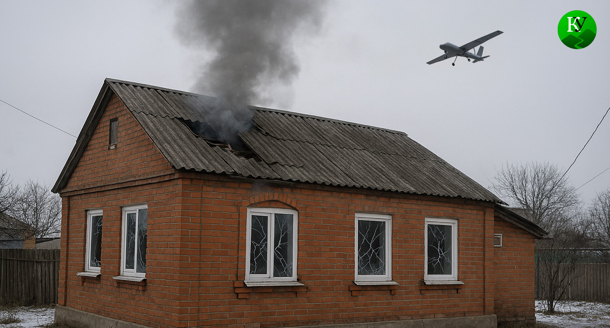 Поврежденный дом. Иллюстрация создана «Кавказским узлом» с помощью ИИ в программе Copilot