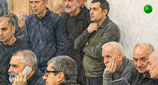 Лидеры Карабаха в зале суда. Иллюстрация создана "Кавказским узлом" при помощи ИИ в программе Copilot