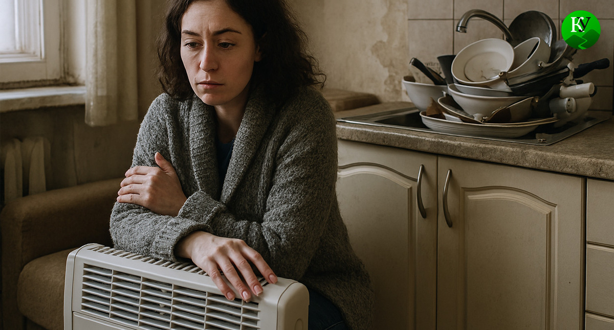Девушка у обогревателя. Иллюстрация создана «Кавказским узлом» с помощью ИИ в программе Copilot