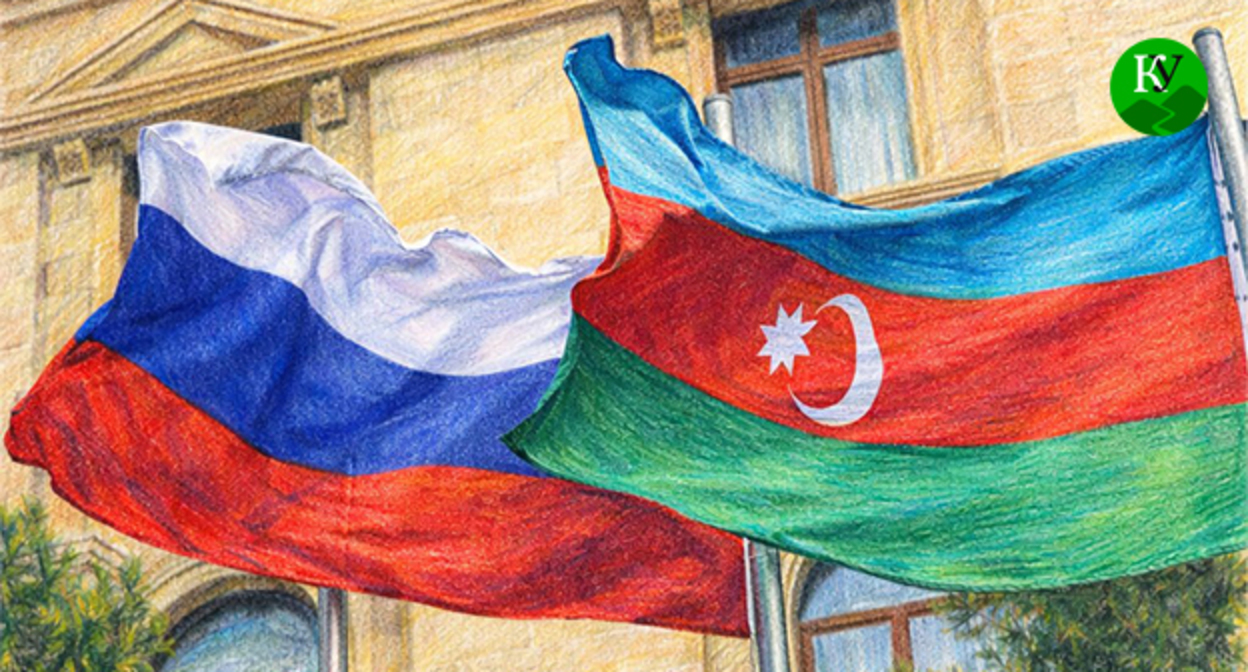 Флаги России и Азербайджана. Иллюстрация "Кавказского узла" созданная ИИ при помощи программы Copilot