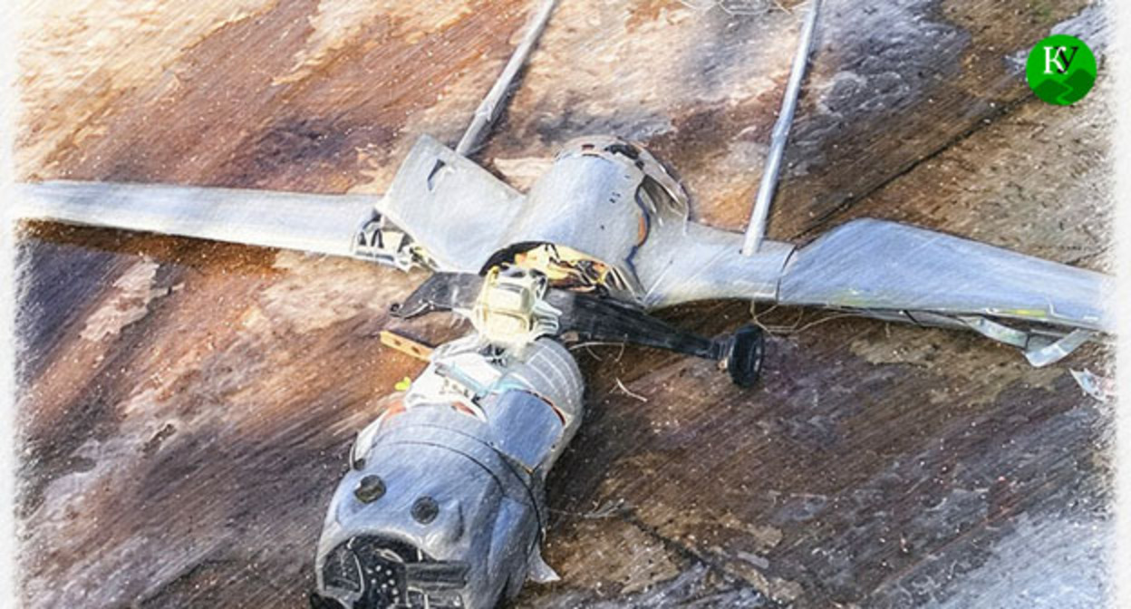 Сбитый беспилотник. Иллюстрация создана "Кавказским узлом" при помощи ИИ в программе Copilot