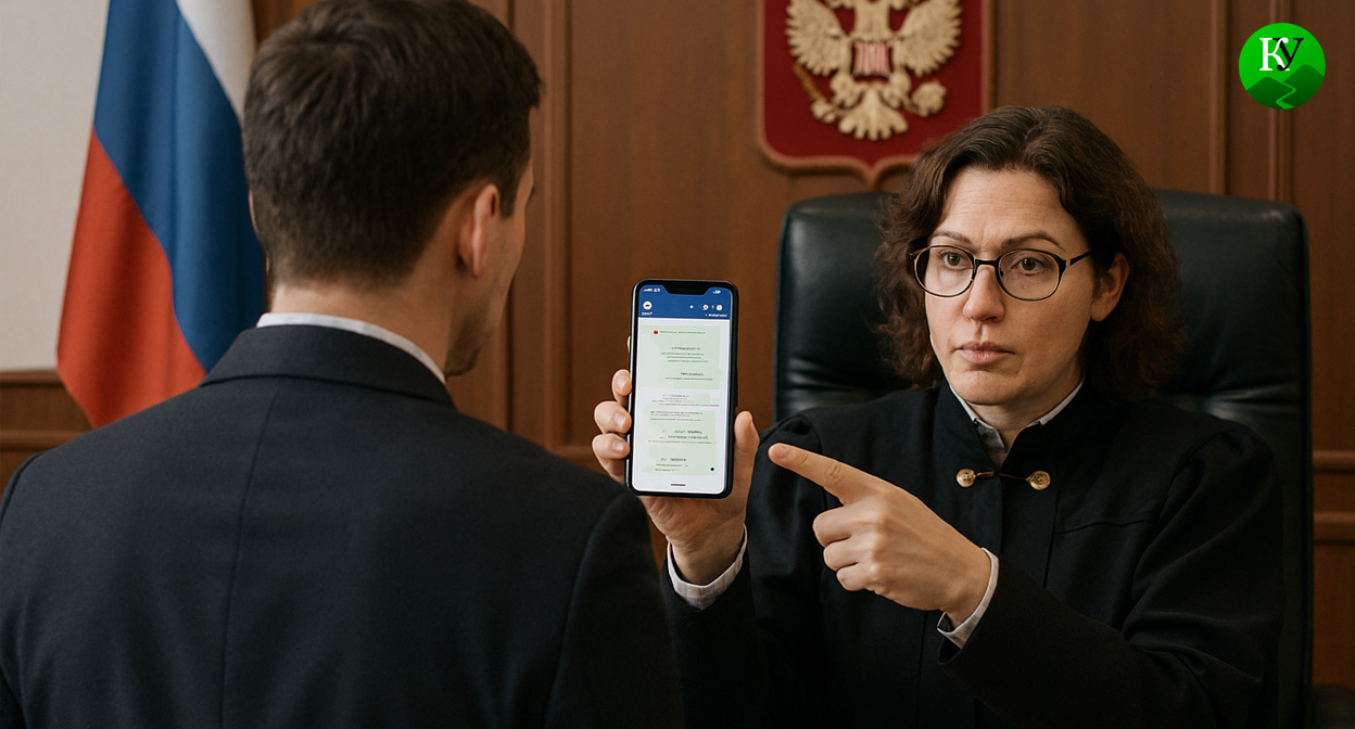 Судья демонстрирует комментарии. Иллюстрация создана «Кавказским узлом» с помощью ИИ в программе Copilot