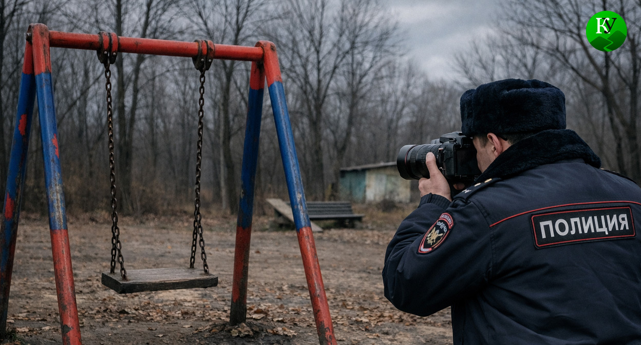 Полицейский фотографирует место инцидента. Иллюстрация создана «Кавказским узлом» с помощью ИИ в программе Copilot 