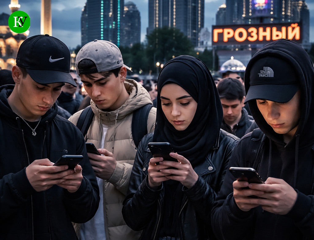 Молодежь в Грозном. Иллюстрация "Кавказского узла" создана ИИ при помощи программы Copilot