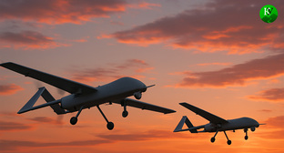 БПЛА в небе. Иллюстрация создана «Кавказским узлом» с помощью ИИ в программе Copilot