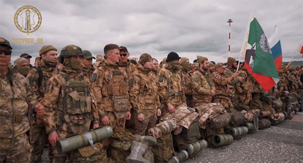 Группа бойцов отправлена из Чечни в зону СВО. Фото: https://t.me/RKadyrov_95/6468