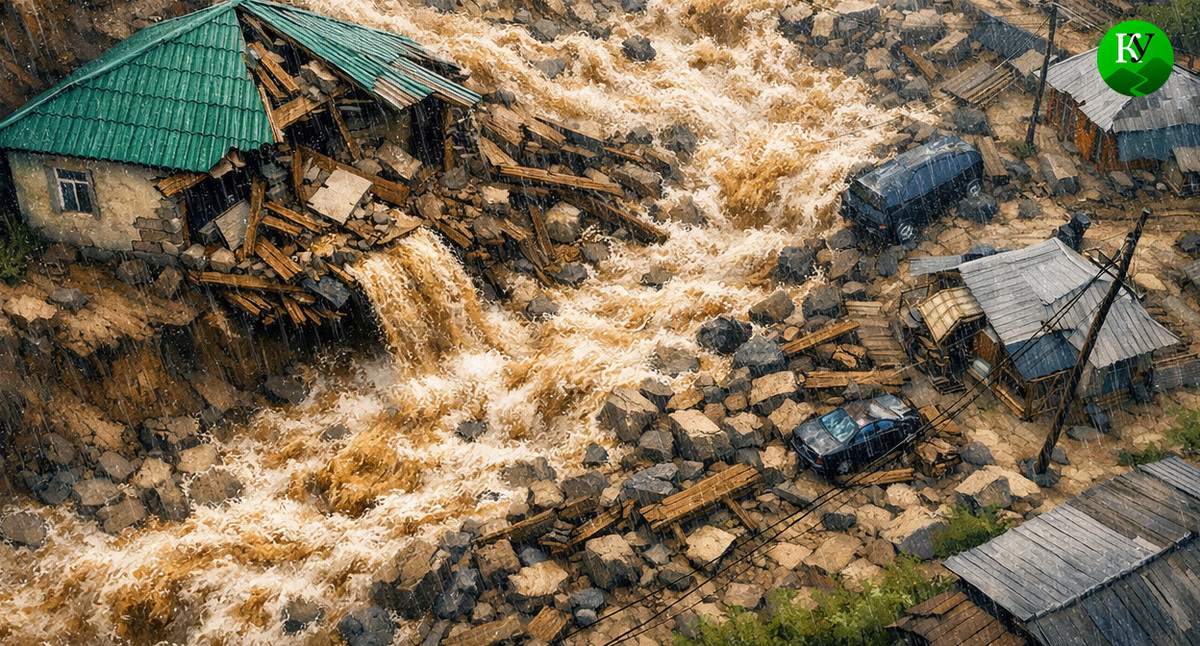 Потоп в горном селе. Иллюстрация создана "Кавказским узлом" с помощью ИИ в программе Copilot Потоп в горном селе. Иллюстрация создана "Кавказским узлом" с помощью ИИ в программе Copilot