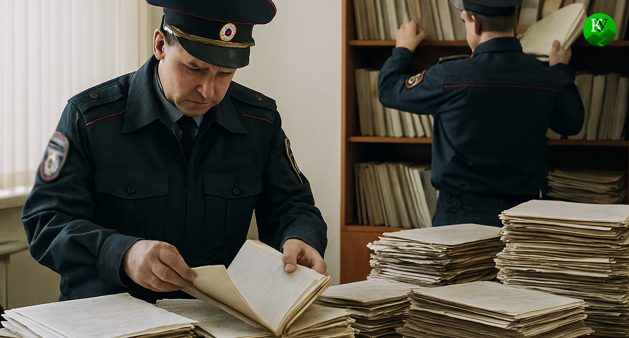 Обыск. Иллюстрация создана «Кавказским узлом» с помощью ИИ в программе Copilot