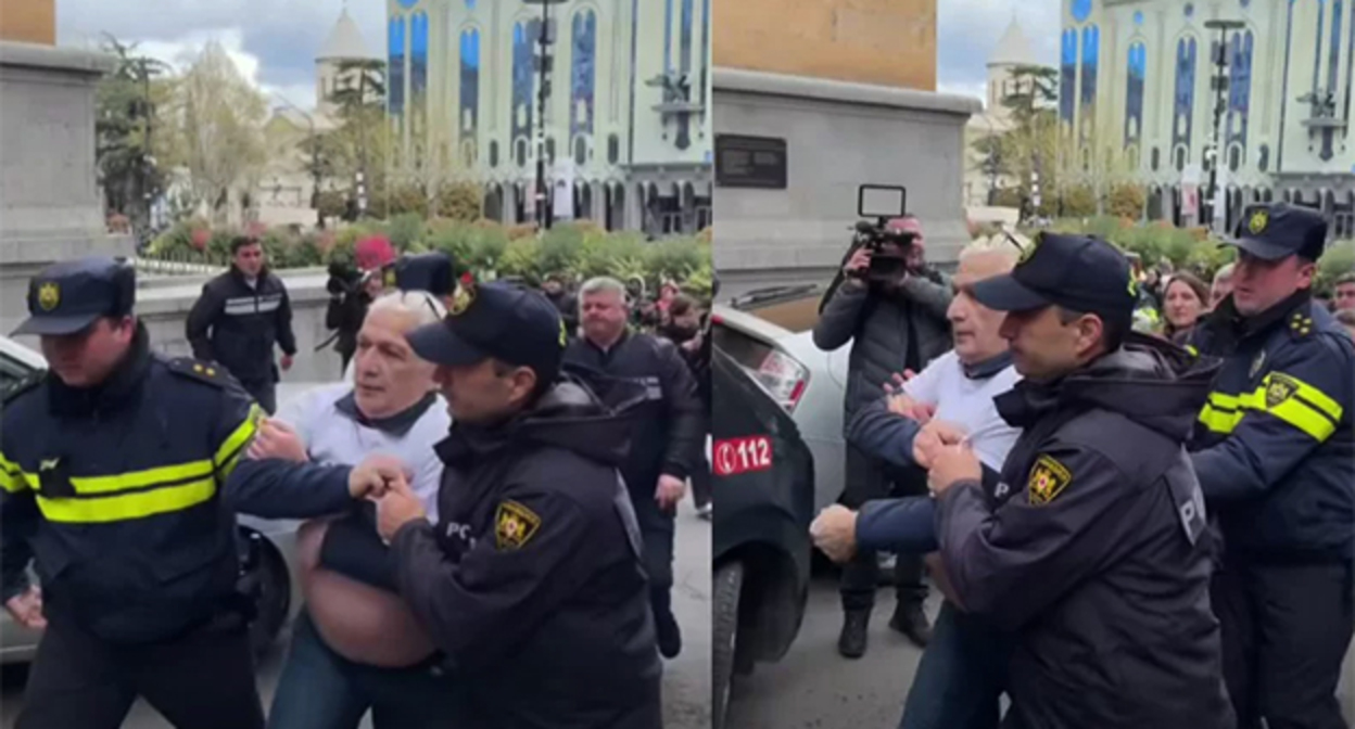 Задержание Шота Одишвили. Фото: Новости Грузии https://www.newsgeorgia.ge/sud-v-tbilisi-naznachil-10-sutok-aresta-aktivistu-oskorbivshemu-ivanishvili-na-akcii-9-aprelja/ Задержание Шота Одишвили. Фото: Новости Грузии https://www.newsgeorgia.ge/sud-v-tbilisi-naznachil-10-sutok-aresta-aktivistu-oskorbivshemu-ivanishvili-na-akcii-9-aprelja/