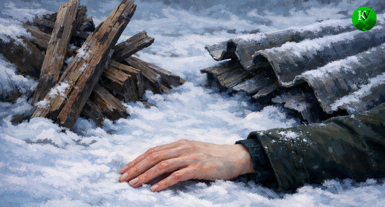 Женская рука на снегу. Иллюстрация создана «Кавказским узлом» с помощью ИИ в программе Copilot