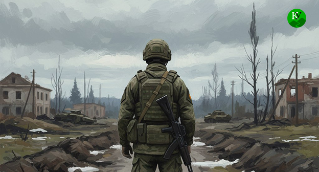 Военнослужащий. Иллюстрация создана "Кавказским узлом" при помощи ИИ в программе Copilot