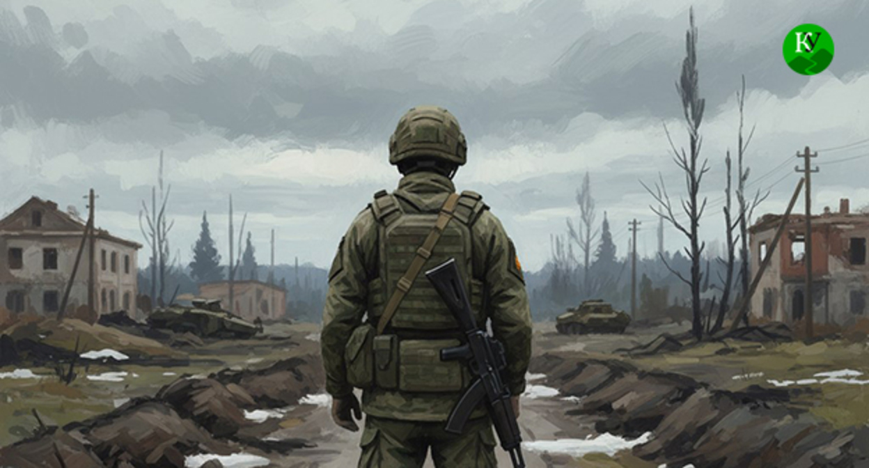 Военнослужащий. Иллюстрация создана "Кавказским узлом" при помощи ИИ в программе Copilot