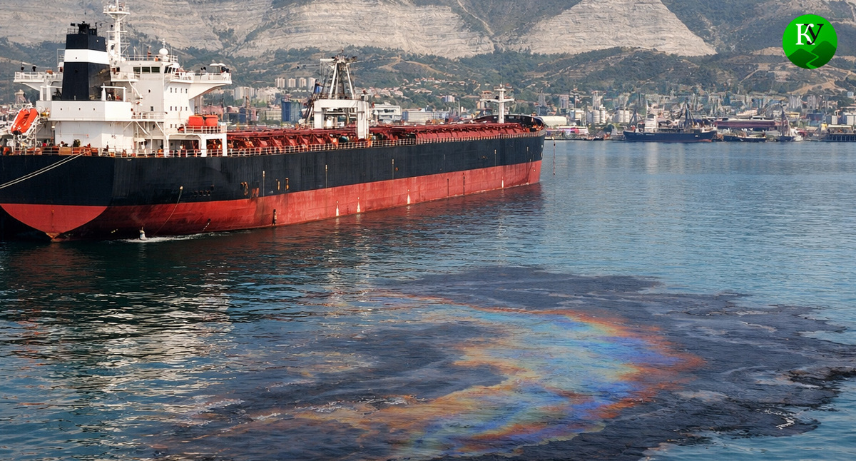 Танкер и разлив нефти. Иллюстрация создана «Кавказским узлом» с помощью ИИ в программе Copilot