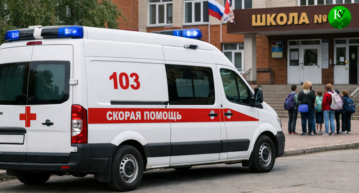 Машина скорой помощи у школы. Иллюстрация создана «Кавказским узлом» с помощью ИИ в программе Copilot Машина скорой помощи у школы. Иллюстрация создана «Кавказским узлом» с помощью ИИ в программе Copilot