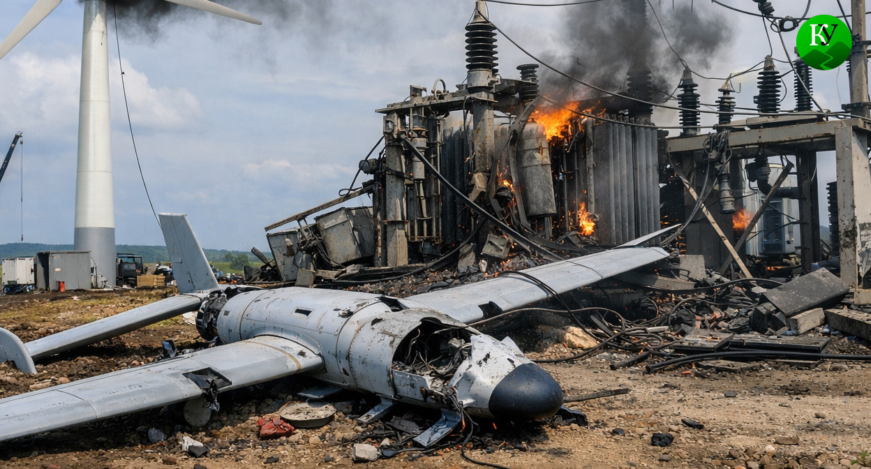Обломки БПЛА. Иллюстрация создана «Кавказским узлом» с помощью ИИ в программе Copilot