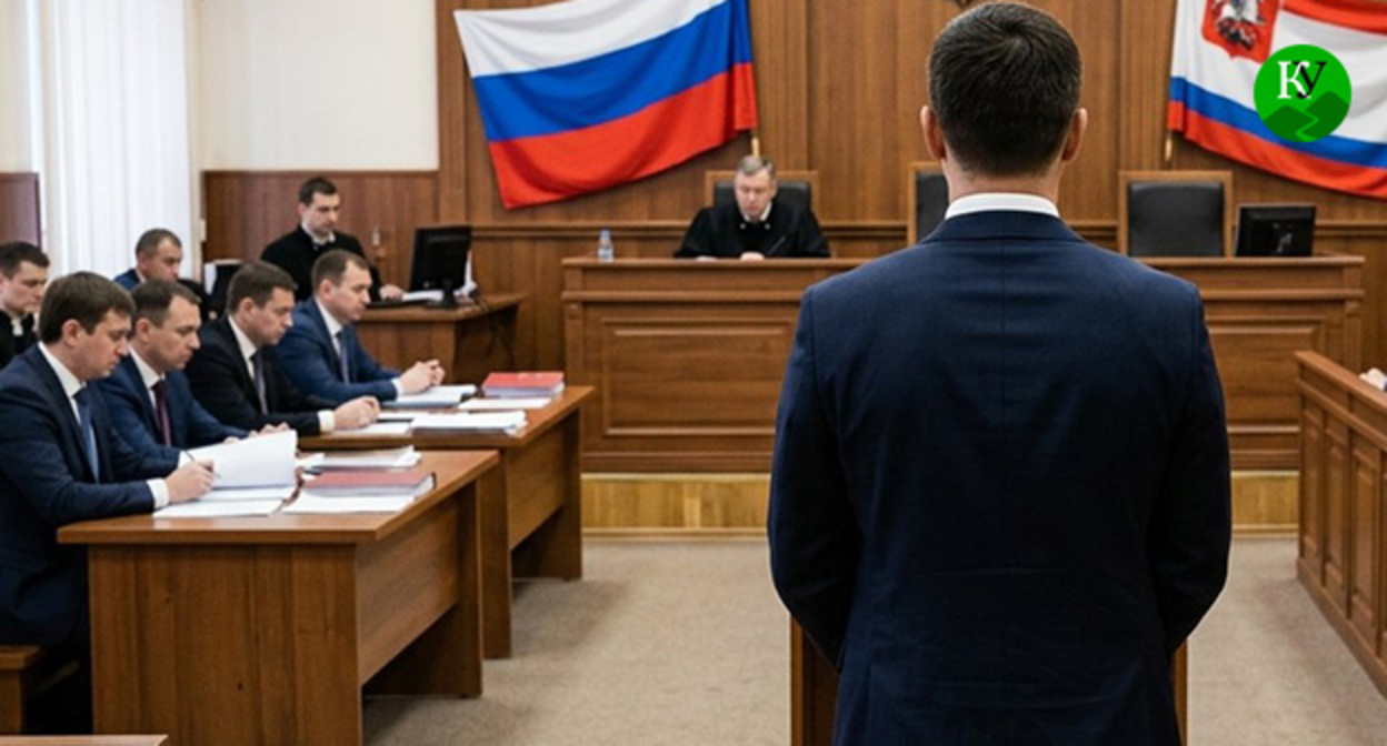 Мужчина в зале суда. Иллюстрация создана "Кавказским узлом" при помощи ИИ в программе Copilot
