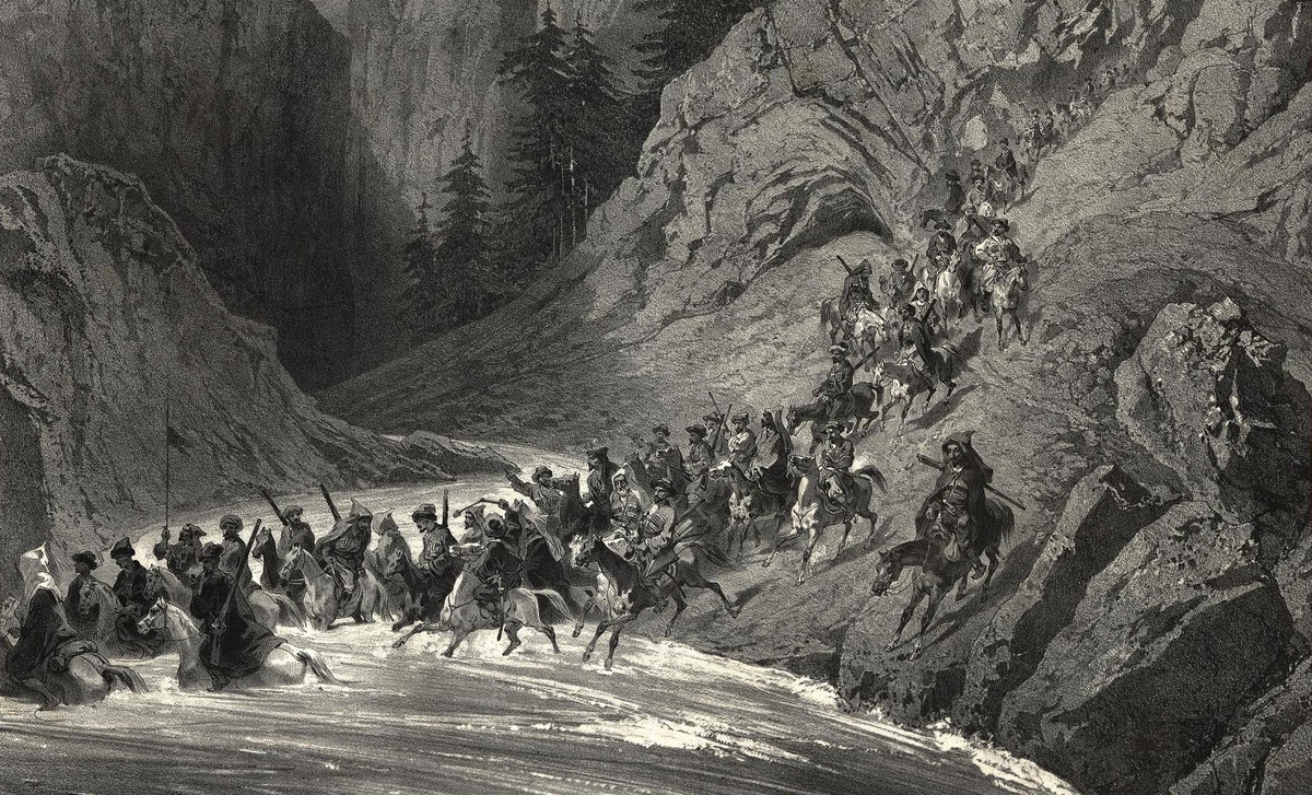 Фрагмент литографии "Черкесы у Черного моря”, Г.Г. Гагарин, 1847. The New York Public Library Digital Collections / digitalcollections.nypl.org Фрагмент литографии "Черкесы у Черного моря”, Г.Г. Гагарин, 1847. The New York Public Library Digital Collections / digitalcollections.nypl.org