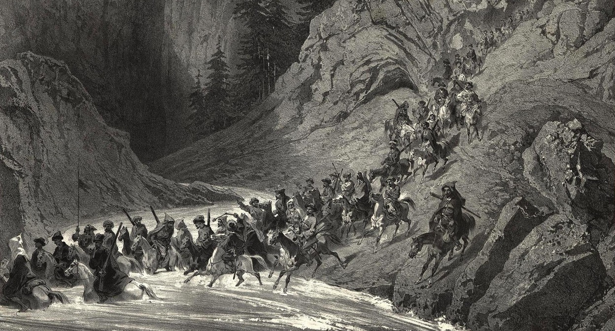 Фрагмент литографии "Черкесы у Черного моря”, Г.Г. Гагарин, 1847. The New York Public Library Digital Collections / digitalcollections.nypl.org
