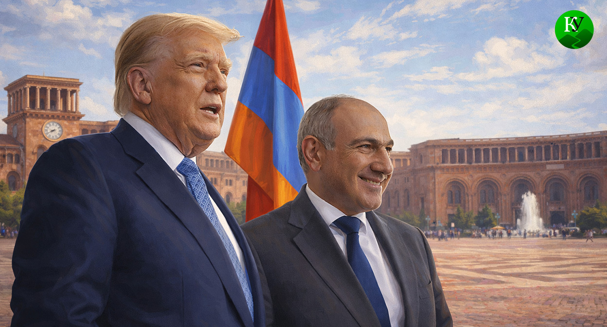 Трамп и Пашинян. Иллюстрация создана «Кавказским узлом» с помощью ИИ в программе Copilot