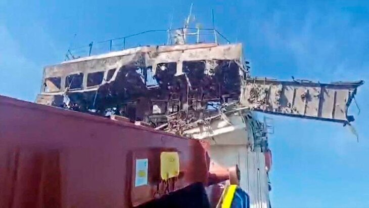 Атака беспилотников на суда в Азовском море. Фото: aztv.az Атака беспилотников на суда в Азовском море. Фото: aztv.az