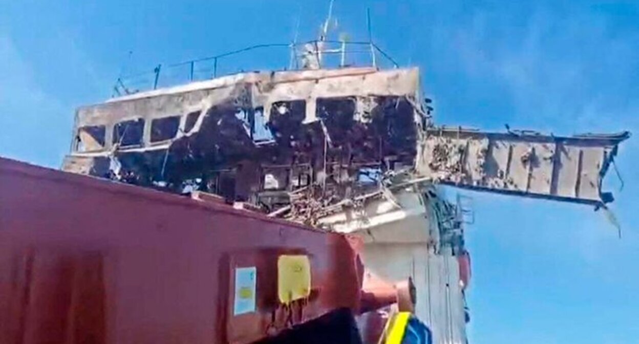 Атака беспилотников на суда в Азовском море. Фото: aztv.az Атака беспилотников на суда в Азовском море. Фото: aztv.az
