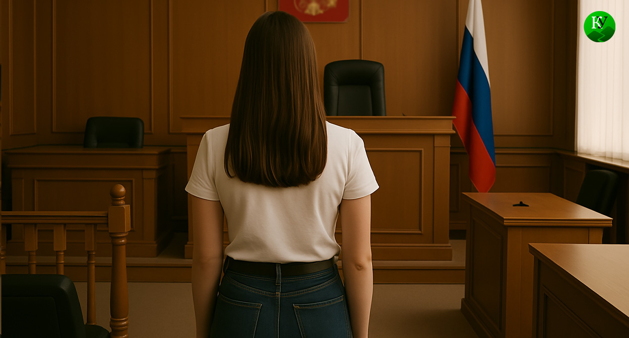 Девушка в суде. Иллюстрация создана «Кавказским узлом» с помощью ИИ в программе Copilot