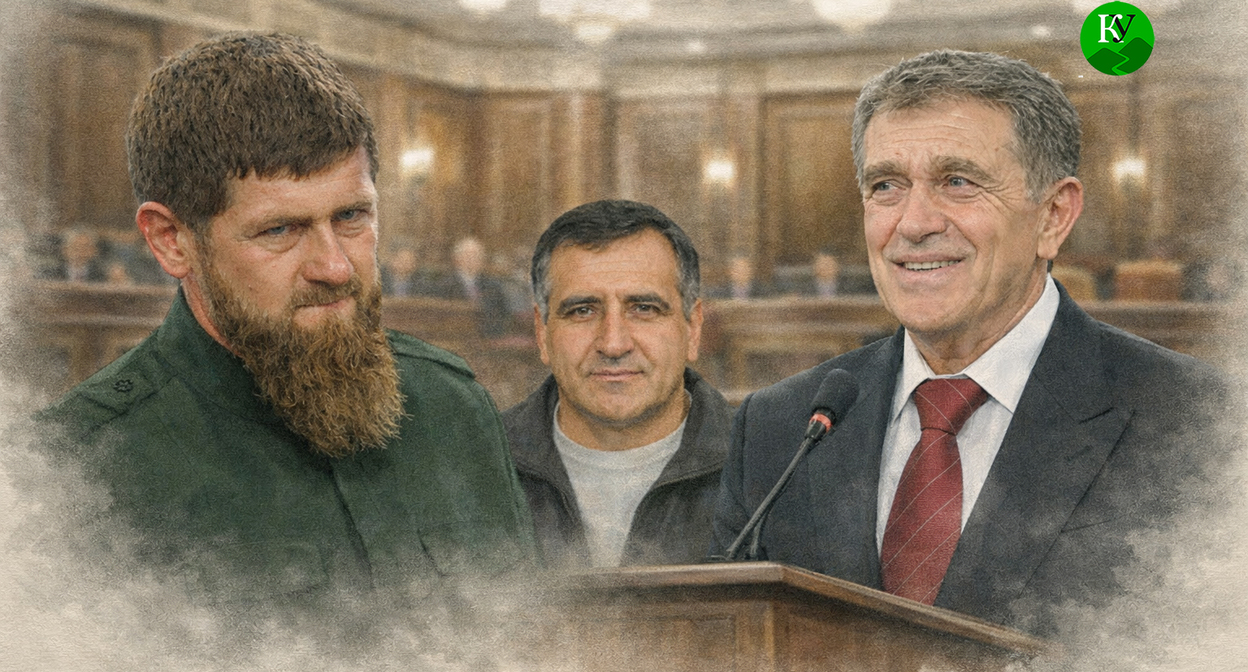 Рамзан Кадыров, Ахмедпаша Умаханов и Ахмат Салпагаров. Иллюстрация создана "Кавказским узлом" при помощи ИИ в программе Copilot Рамзан Кадыров, Ахмедпаша Умаханов и Ахмат Салпагаров. Иллюстрация создана "Кавказским узлом" при помощи ИИ в программе Copilot