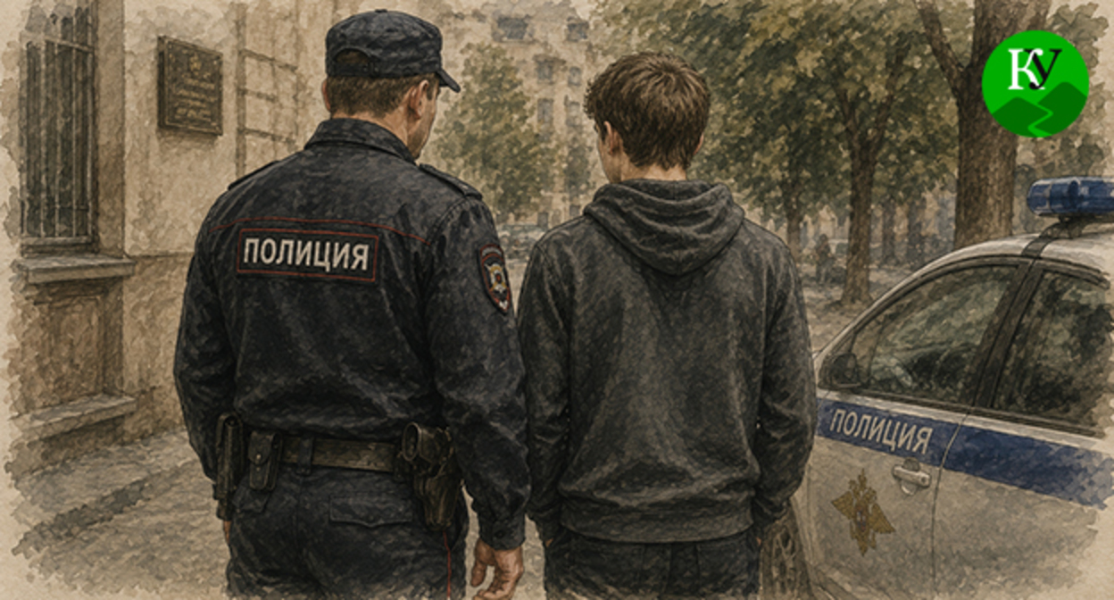 Молодой человек стоит рядом с сотрудником полиции. Иллюстрация создана "Кавказским узлом" при помощи ИИ в программе Copilot Молодой человек стоит рядом с сотрудником полиции. Иллюстрация создана "Кавказским узлом" при помощи ИИ в программе Copilot