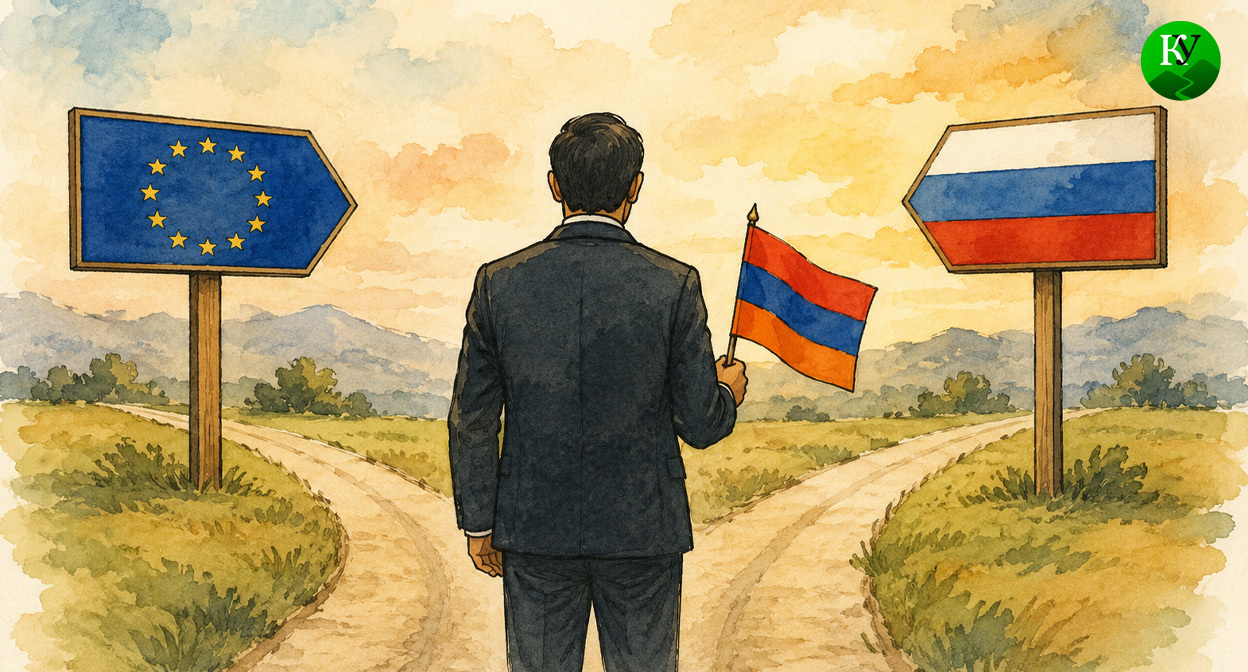 Выбор армении. Иллюстрация создана «Кавказским узлом» с помощью ИИ в программе Copilot