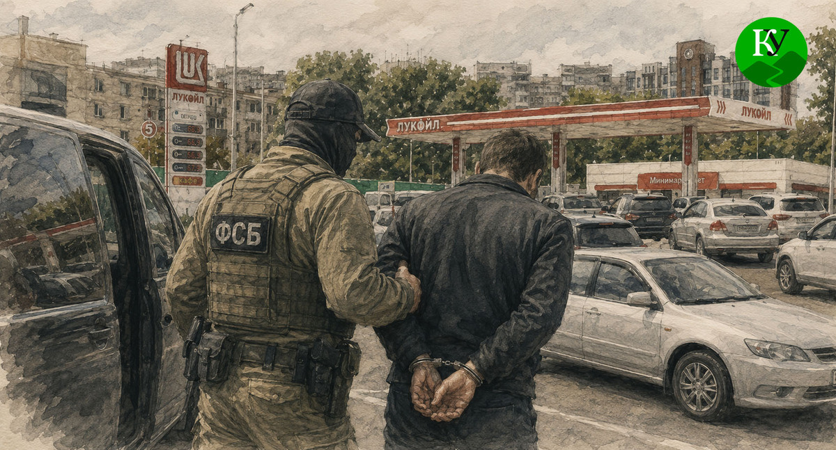 Cотрудник ФСБ задерживает мужчину. Иллюстрация создана "Кавказским узлом" при помощи программы Copilot Cотрудник ФСБ задерживает мужчину. Иллюстрация создана "Кавказским узлом" при помощи программы Copilot