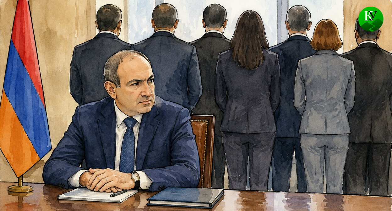 Пашинян и чиновники. Иллюстрация создана «Кавказским узлом» с помощью ИИ в программе Copilot Пашинян и чиновники. Иллюстрация создана «Кавказским узлом» с помощью ИИ в программе Copilot