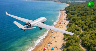 Drones over the beach. Illustration created by 'Caucasian Knot' using AI in the Copilot program