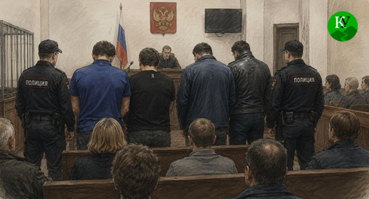 Осужденные в зале суда. Иллюстрация создана "Кавказским узлом" при помощи ИИ в программе Copilot Осужденные в зале суда. Иллюстрация создана "Кавказским узлом" при помощи ИИ в программе Copilot