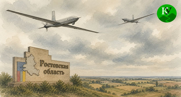 Беспилотники над Ростовской областью. Иллюстрация создана "Кавказским узлом" при помощи ИИ в программе Copilot