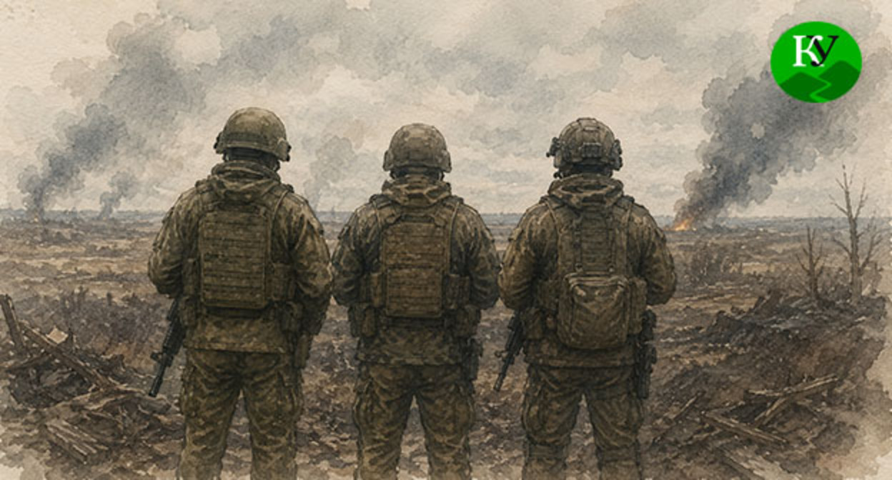 Военнослужащие. Иллюстрация создана "Кавказским узлом" при помощи ИИ в программе Copilot