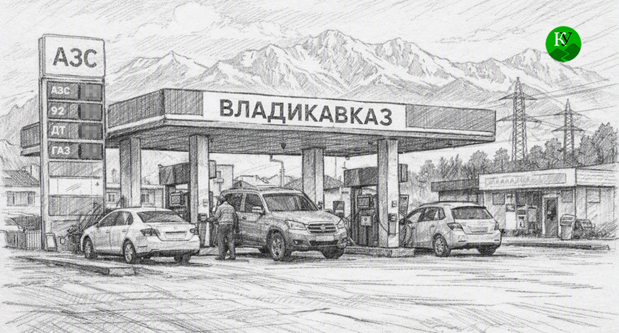 АЗС. Иллюстрация создана "Кавказским узлом" при помощи ИИ в программе Copilot