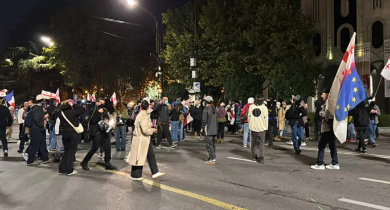 Акция протеста на проспекте Руставели. Скриншот фото "Интерпрессньюс", https://www.interpressnews.ge/ru/article/171027-na-prospekte-rustaveli-vozobnovilas-aktsiia-protesta Акция протеста на проспекте Руставели. Скриншот фото "Интерпрессньюс", https://www.interpressnews.ge/ru/article/171027-na-prospekte-rustaveli-vozobnovilas-aktsiia-protesta