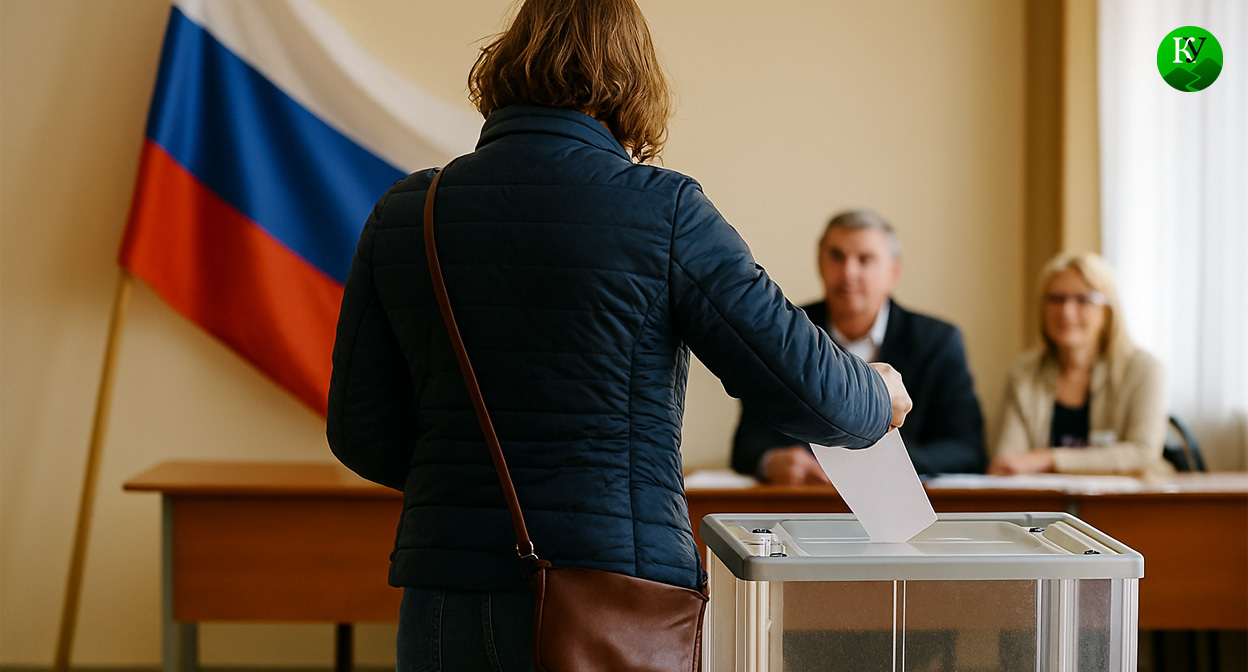 Голосование на избирательном участке. Иллюстрация создана "Кавказским узлом" с помощью ИИ в программе Copilot
