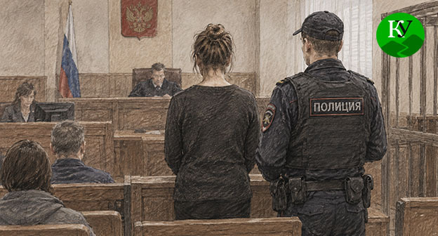Женщина стоит в зале суда. Иллюстрация создана "Кавказским узлом" при помощи ИИ в программе Copilot Женщина стоит в зале суда. Иллюстрация создана "Кавказским узлом" при помощи ИИ в программе Copilot