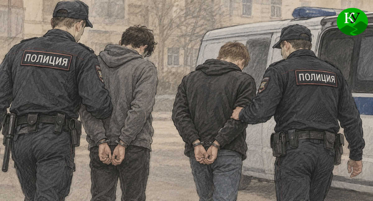 Сотрудники полиции задерживают молодых людей. Иллюстрация создана "Кавказским узлом" при помощи ИИ в программе Copilot Сотрудники полиции задерживают молодых людей. Иллюстрация создана "Кавказским узлом" при помощи ИИ в программе Copilot