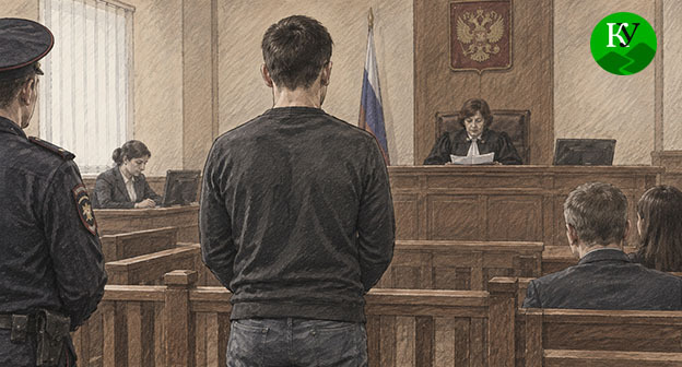 Мужчина в зале суда. Иллюстрация создана "Кавказским узлом" при помощи ИИ в программе Copilot