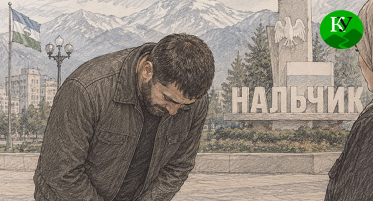 Житель Нальчика приносит извинения. Иллюстрация создана "Кавказским узлом" при помощи ИИ в программе Copilot