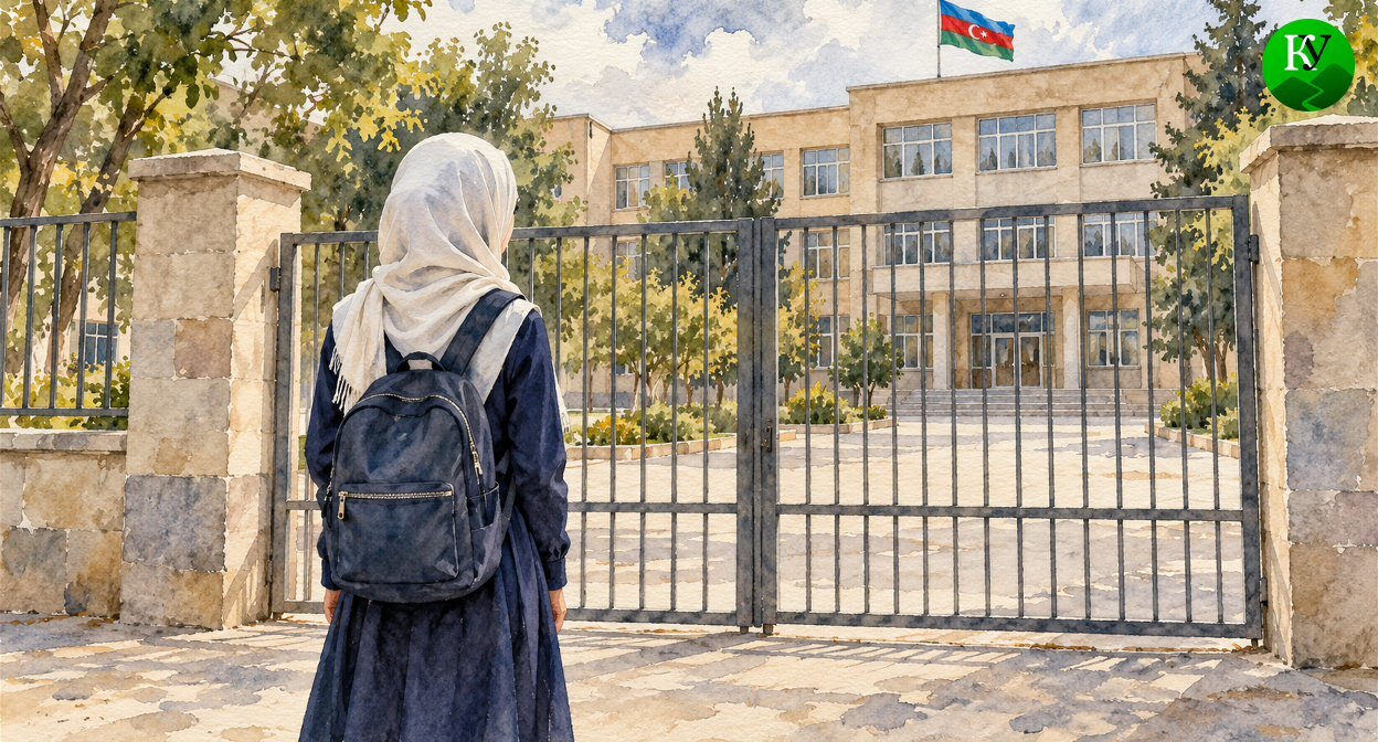 Школьница в Азербайджане. Иллюстрация создана «Кавказским узлом» с помощью ИИ в программе Copilot
